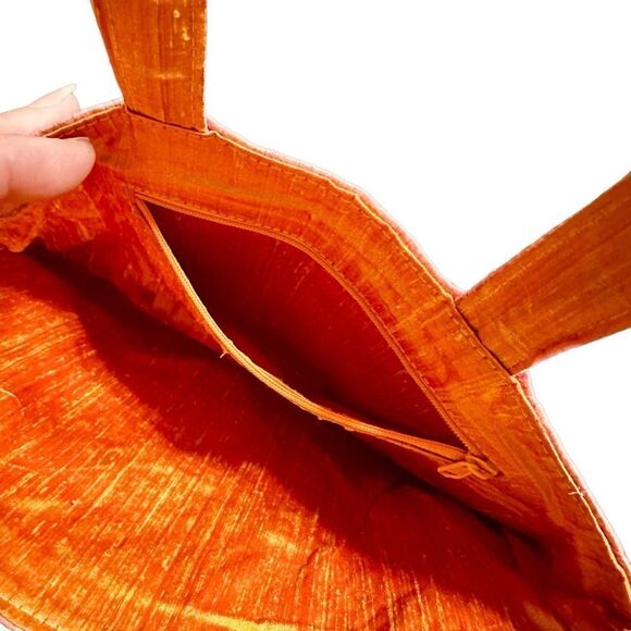 Original by Bienbag pink woven raffia handbag with pineapples motif silk lined - Picture 5 of 9